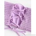 ZAFUL Women's Strapless Lace-up Smocked Bandeau Swimsuits Two Piece Bikini Set Light Purple B07M5TN9P1